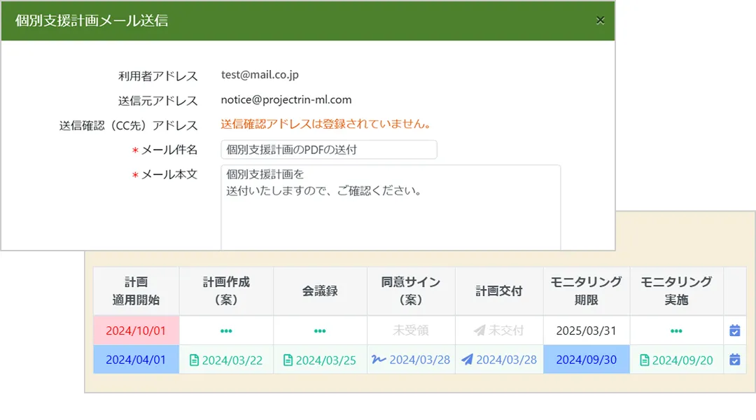 メール送信画面