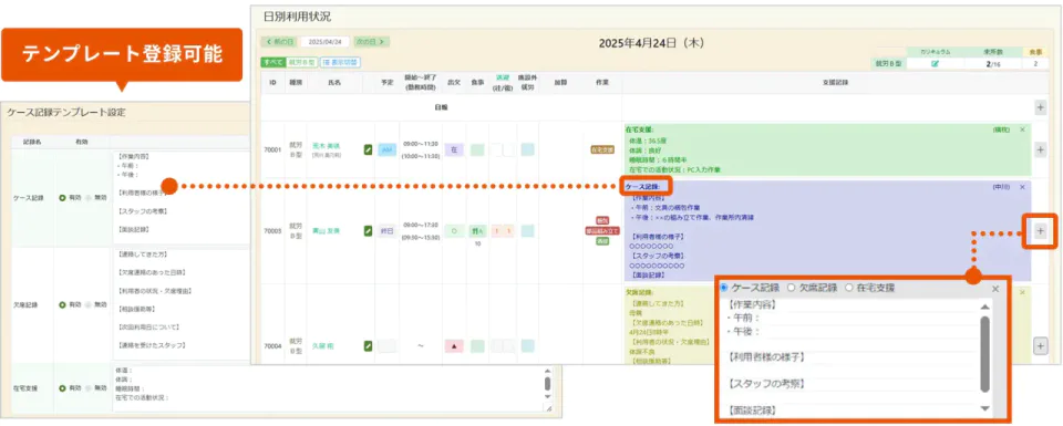 かべなしクラウドの支援記録画面を紹介した画像