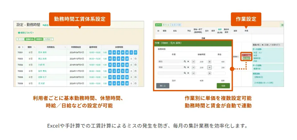 工賃計算機能画面